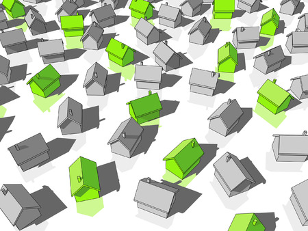 green ecological, houses standing out from othersのイラスト素材