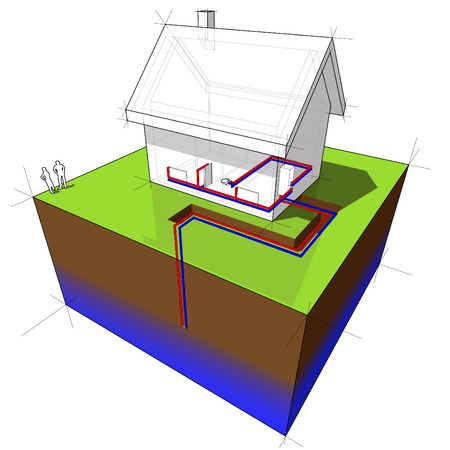 geothermal heat pump diagramのイラスト素材