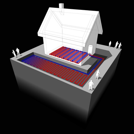 heat pump/underfloorheating diagram のイラスト素材