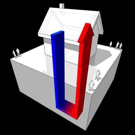geothermal heat pump diagramのイラスト素材