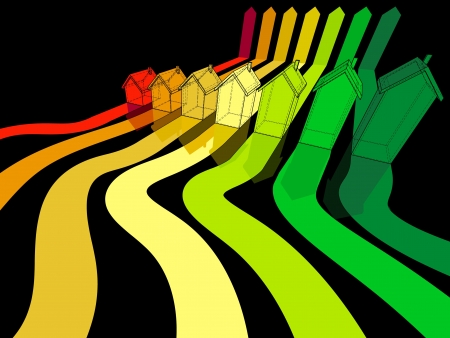 seven houses certified in seven energetic classesのイラスト素材