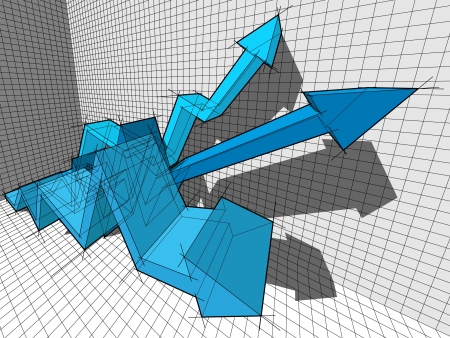 three ascending/rising arrows in business diagram のイラスト素材