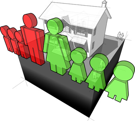 classic colonial house and "family" signのイラスト素材