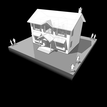 diagram of a classic colonial houseのイラスト素材