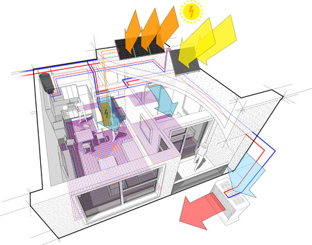 Diagram Of A One Bedroom Apartment Completely Furnished With Hot