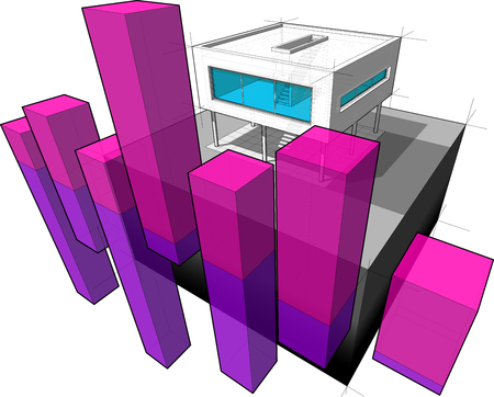 diagram of a modern house with abstract business diagramのイラスト素材