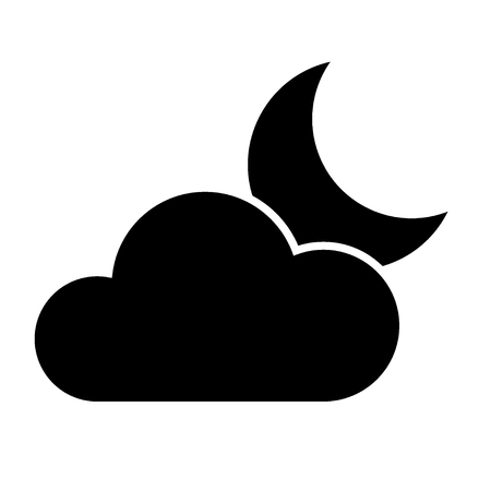 Moon icon with cloud on white background.のイラスト素材