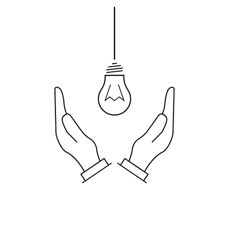 The bulb icon. icon idea in the hands isolated in flat styleのイラスト素材