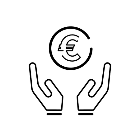 Pictograph of euro in hand.のイラスト素材