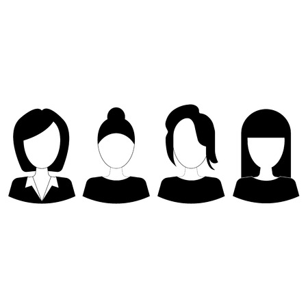 Simple avatar icons of various business woman. Icon Isolated on White Backgroundのイラスト素材