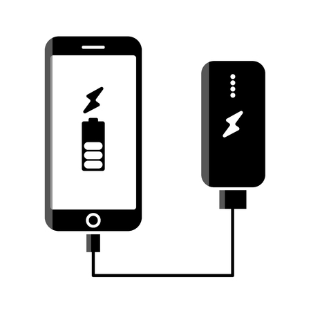 external battery, power bank charges the gadget, phone, tablet. vector iconのイラスト素材