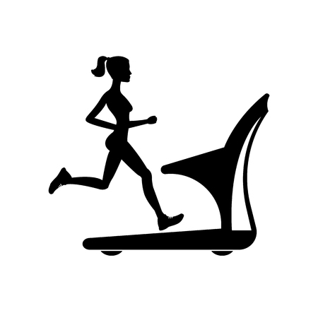 silhouette of a girl running on a treadmillのイラスト素材