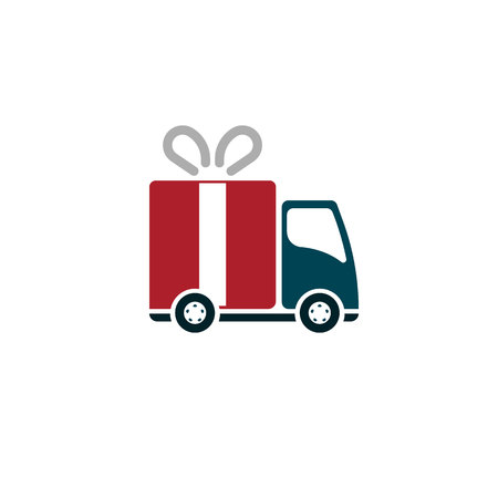linear delivery truck with gift box. EPS10のイラスト素材