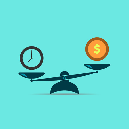 Time and money concept. scales icon. vector illustrationのイラスト素材
