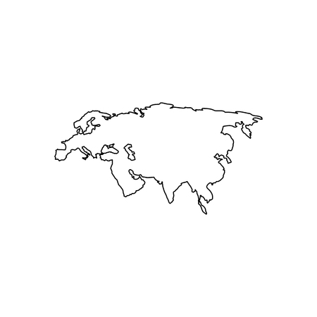 eurasia map. flat simple black design. vector illutrationのイラスト素材