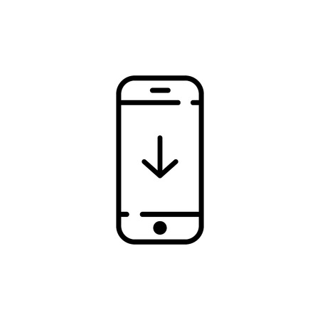 download icon on screen phone. Vector flat symbolのイラスト素材