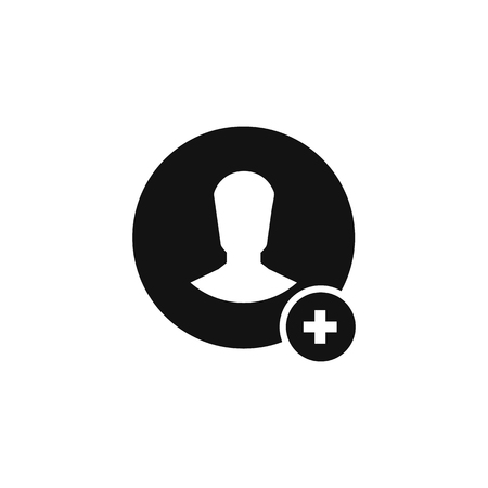 User profile sign web icon with plus glyph. Vector illustration design elementのイラスト素材