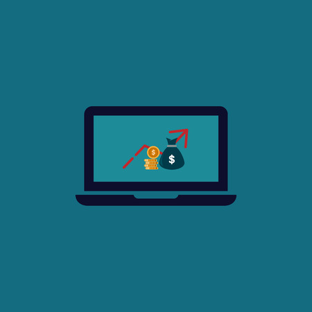 concept graph grows up. vector bussines symbol on screen laptopのイラスト素材
