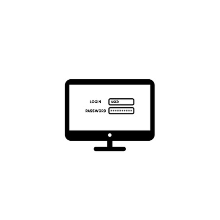 login and password on screen computer PC. security concept. vector symbolのイラスト素材