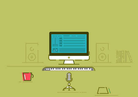 recording studio vector illustration. modern style vector design. logoのイラスト素材