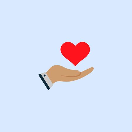 Heart love in hand icon. vector symbol on whiteのイラスト素材