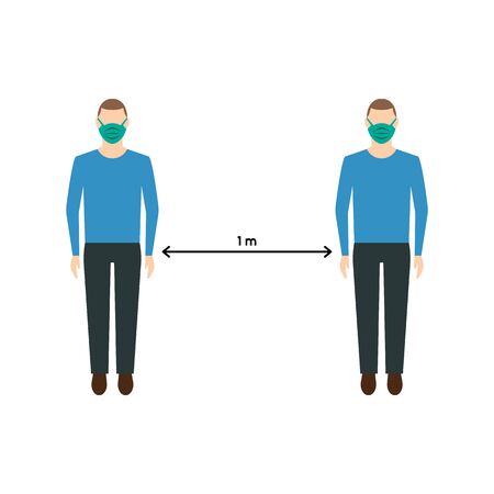 Social security. distance icon is 1 meter. coronavirus protection covid 19 vector symbol. EPS10のイラスト素材