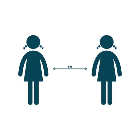 Social distansing. distance icon is 1 meter. coronavirus protection covid 19 vector symbol. EPS10のイラスト素材