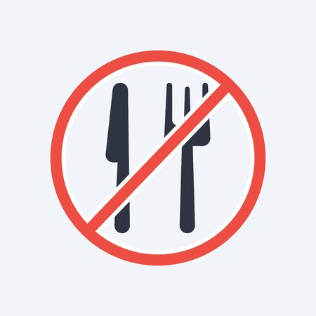 No eating. forbidden to eat. vector symbol in simple flat red color style EPS10のイラスト素材