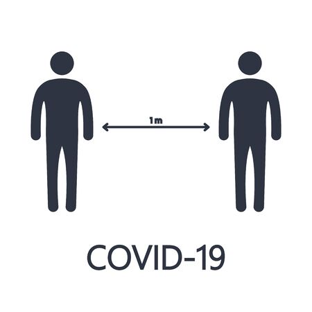 Social security. distance icon is 1 meter. coronavirus protection covid 19 vector symbol.のイラスト素材
