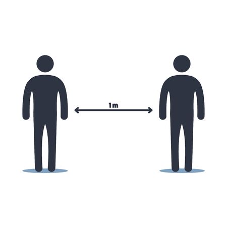 Social security. distance icon is 1 meter. coronavirus protection covid 19 vector symbol.のイラスト素材