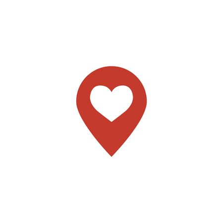 Location love icon sign vector illustration. Geo location pin symbol for navigation application or web site design. Locate pictogram.のイラスト素材