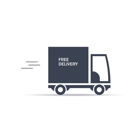 Truck with the inscription Free delivery. vector symbol blue on white background EPS10のイラスト素材