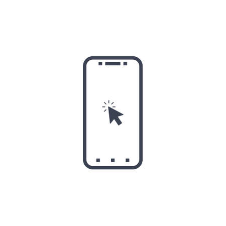 click button on screen smartphone. vector symbol in flat style EPS10のイラスト素材