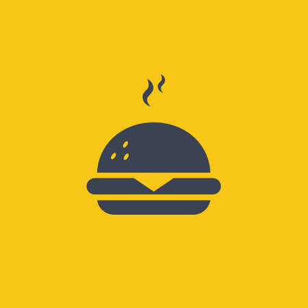 Burger Icon. vector symbol in flat simple design style on orange background EPS10のイラスト素材
