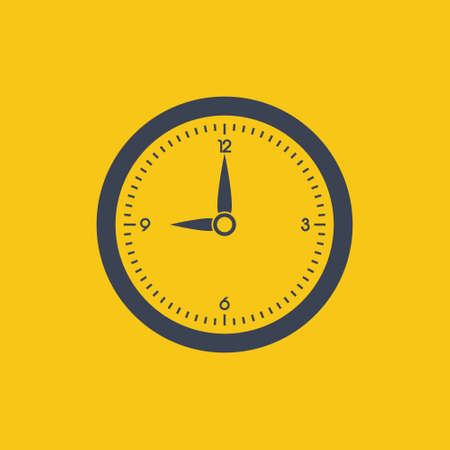 clock icon. vector symbol in flat simple design on orange background EPS10のイラスト素材
