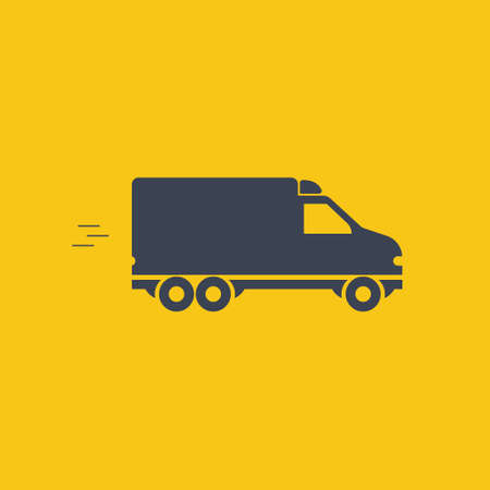 mini van transport car, vector symbol in flat simple style on orange background EPS10のイラスト素材