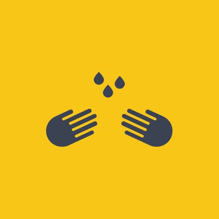 vector concept illustration of hands holding water drop on orange background icon EPS10のイラスト素材