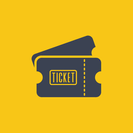 ticket icon in flat desugn on orange background EPS10