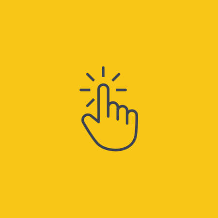 hand click icon in falt style on orange background EPS10