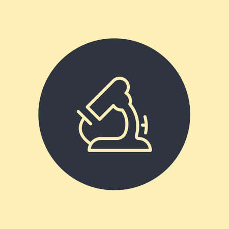 Microscope icon vector symbol in flat style on round background