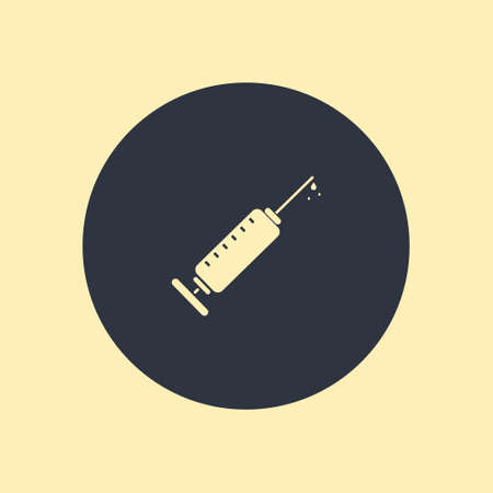 Vector Syringe Icon. vector symbol in flat icon on round backgroundのイラスト素材
