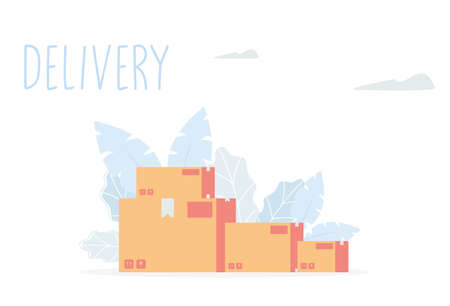 Post cardboard boxes. Cargo boxes. Delivery concept. Modern style vector illustration