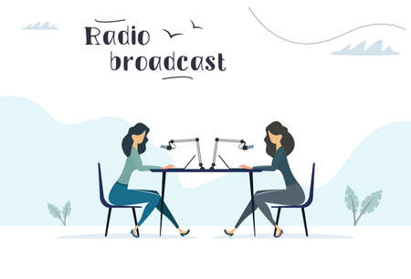 Radio broadcast. Show female life broadcast. Vector illustrationのイラスト素材