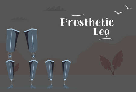 Four prosthetic legs. Vector modern flat illustration.のイラスト素材