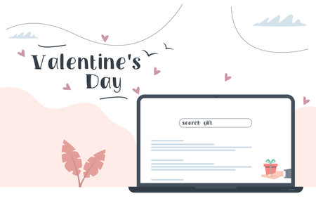 Search for Valentine's Day gifts on the Internet from your laptop. Vector illustrationのイラスト素材