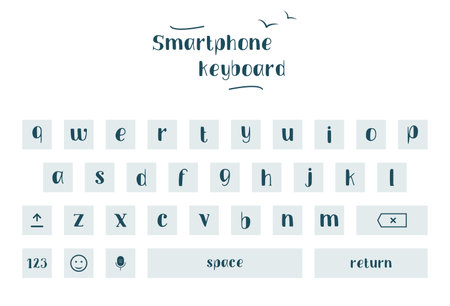 Modern keyboard of smartphone, alphabet buttons. vector image on white backgroundのイラスト素材