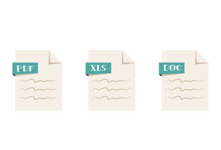 Modern flat design document icons. File format PDF, XLS, DOC. vector imageのイラスト素材