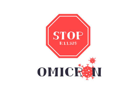Stop B.1.1.529 Omicron virus Vector illustrationのイラスト素材