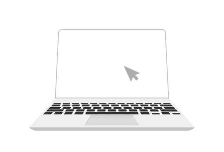 Laptop with cursor on screen. Vector illustration in modern cartoon design on white background.のイラスト素材
