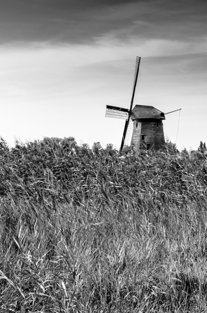 Black and white Dutch landscapeの写真素材